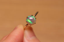 Load image into Gallery viewer, Cats Eye Green Crystal Prong Set Opal Ring - 9k Gold

