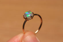 Load image into Gallery viewer, Cats Eye Green Crystal Prong Set Opal Ring - 9k Gold
