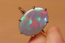 Load image into Gallery viewer, Broad Pattern Dark Opal Prong Set Ring - 9k Gold
