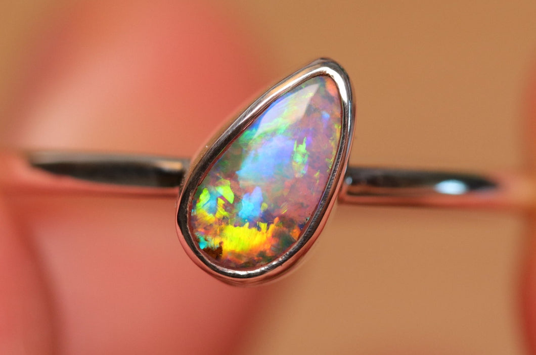 Cotton Candy Pipe Opal Ring I - Silver
