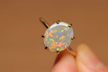 Load image into Gallery viewer, Confetti Pastel Opal Prong Set Ring - 9k Gold
