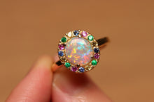 Load image into Gallery viewer, Sweet Pastel Opal Halo Ring - 18k Gold
