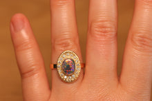 Load image into Gallery viewer, Sunray Halo Black Opal Ring - 18k Gold
