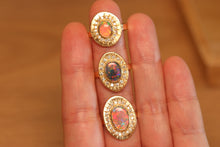Load image into Gallery viewer, Sunray Halo Pastel Opal Ring - 18k Gold
