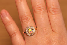 Load image into Gallery viewer, Sunray Halo Pinky Crystal Opal Ring - 18k Gold
