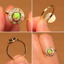 Load image into Gallery viewer, Sunray Halo Green Crystal Opal Ring - 18k Gold
