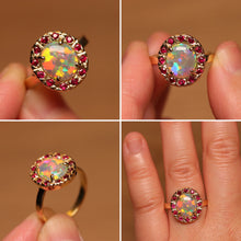 Load image into Gallery viewer, Crystal Opal Halo Ring - 18k Gold
