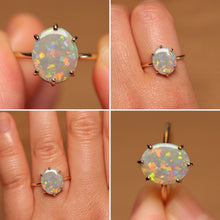 Load image into Gallery viewer, Confetti Pastel Opal Prong Set Ring - 9k Gold
